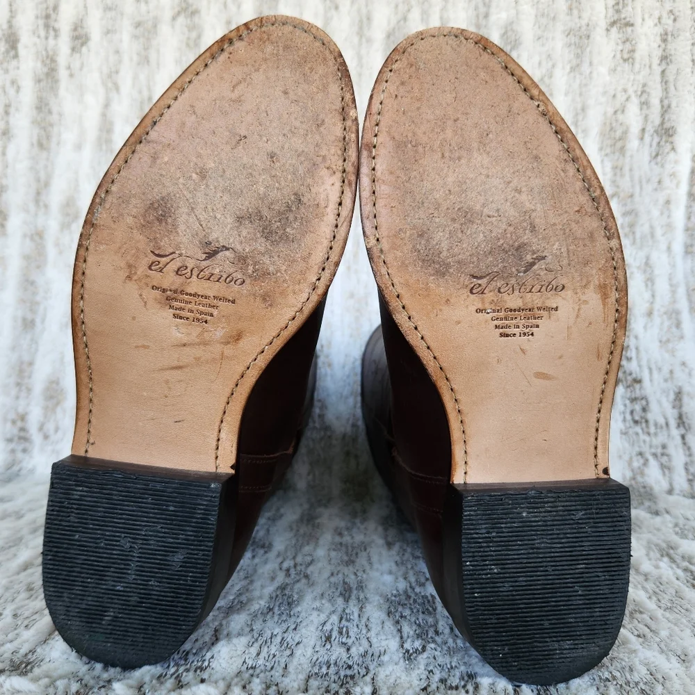 El Estribo Spanish "Camperos" Riding Boots Brown Leather | Women's Size 39, 8 US - Picture 10 of 15